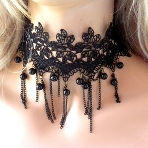 Lace Beaded Choker Necklace